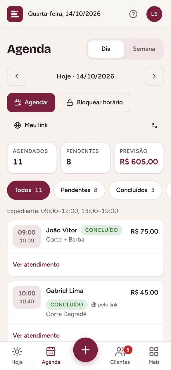 A agenda do dia num olhar